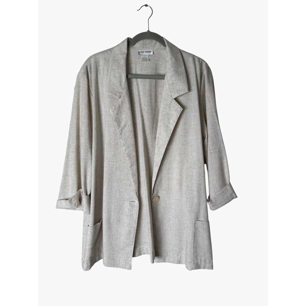 Vintage Alice Stuart Lightweight‎ Oatmeal Beige Jacket Blazer Sz XL